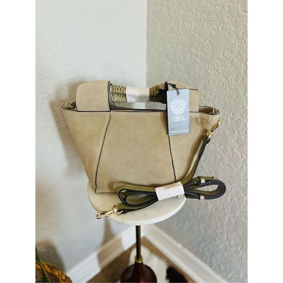 VINCE CAMUTO Janya Top Handle Leather Crossbody Tote Hobo Bag, Khaki, NWT - Picture 15 of 17